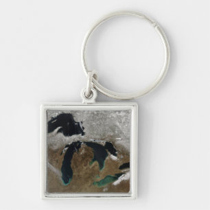 Greaten Lakes 3 Fyrkantig Silverfärgad Nyckelring