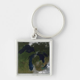 Greaten Lakes Fyrkantig Silverfärgad Nyckelring