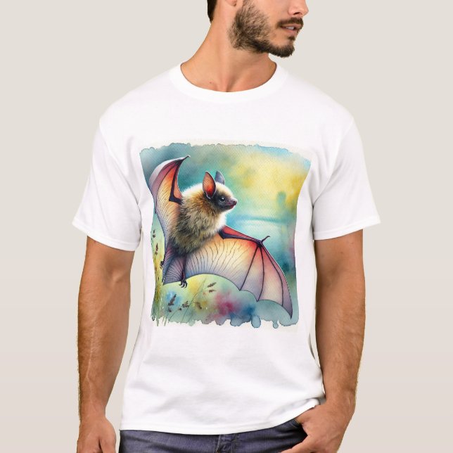 Greater Noctule Bat 120924AREF149 - Watercolor T Shirt (Framsida)
