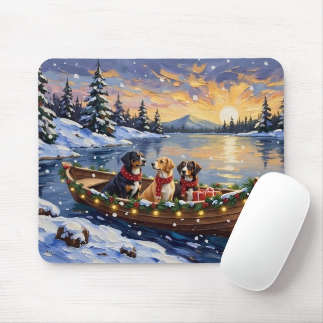 Greater Swiss Mountain Dog Christmas Boat Holiday Musmatta (Med mus)