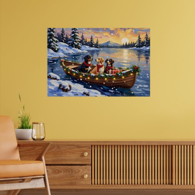 Greater Swiss Mountain Dog Christmas Boat Holiday Poster (Vardagsrum 2)
