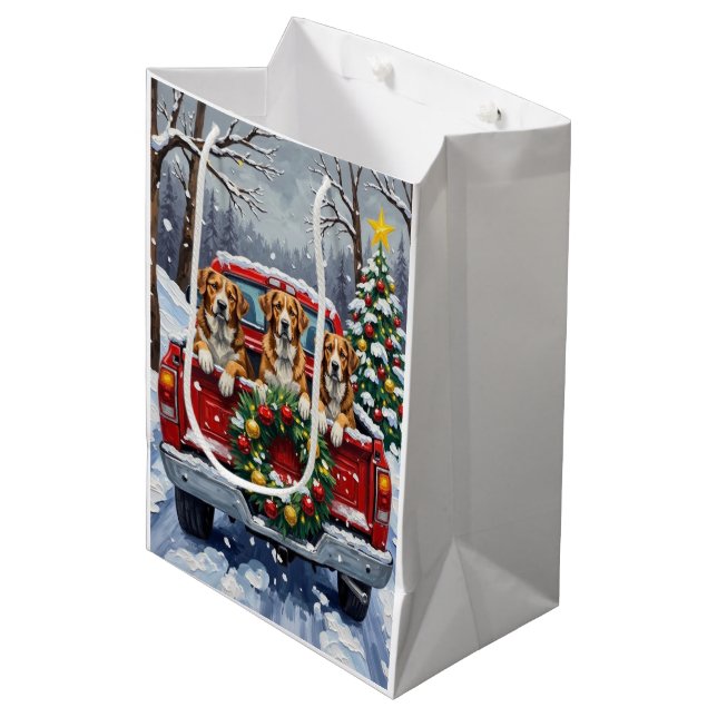 Greater Swiss Mountain Dog Christmas Red Truck (Framsidan Vinklad)