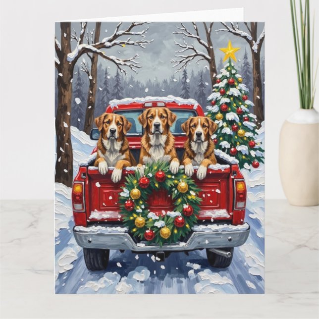 Greater Swiss Mountain Dog Christmas Red Truck Kort (Framsida)