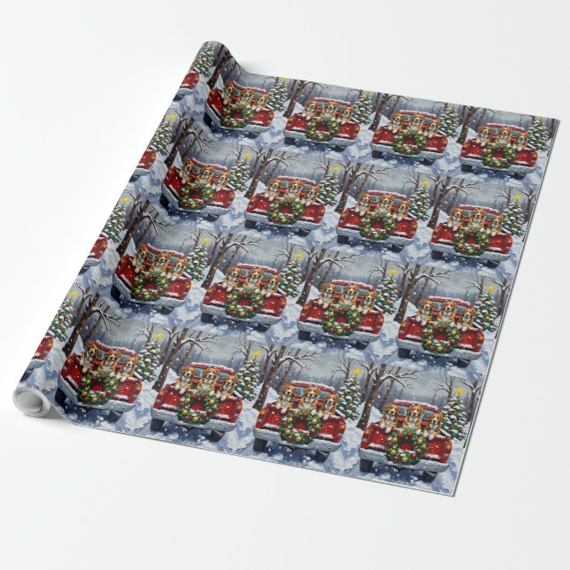 Greater Swiss Mountain Dog Christmas Red Truck Presentpapper (Utrullad)