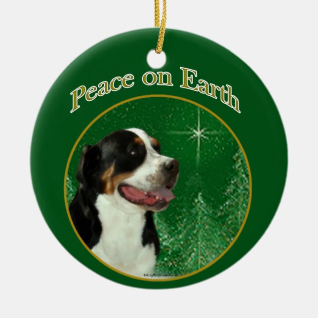 Greater Swiss Mountain Dog Fred Julgransprydnad Keramik (Framsidan)