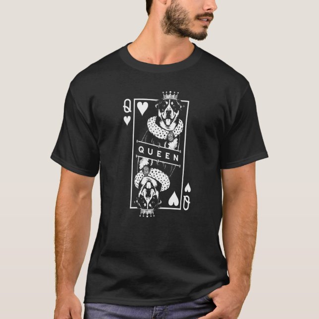 Greater Swiss Mountain Dog Queen Of Hearts Card Po T Shirt (Framsida)