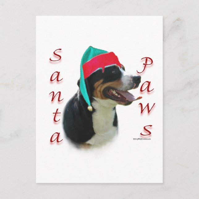 Greater Swiss Mountain Dog Santa Paws Helg Vykort (Framsida)