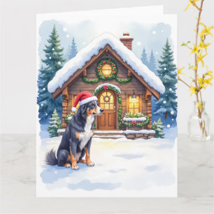 Greater Swiss Mountain Dog Snöig stuga tomteluva Kort