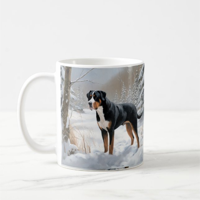 Greater Swiss Mountain Låt Det Snöa Jul Kaffemugg (Vänster)