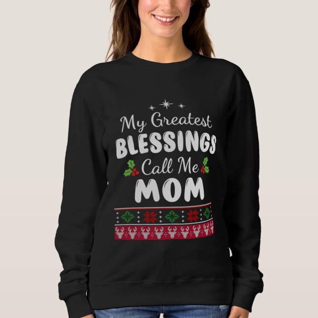 Greatest Blessings Call Me Mom Mother Xmas Christm T Shirt (Framsida)