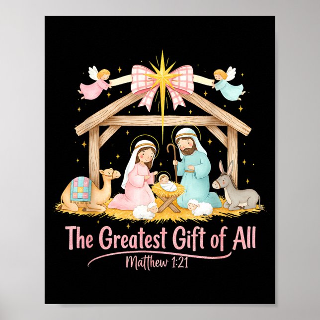 Greatest Gift Of All Matthew 1_21 Coquette Christm Poster (Framsidan)