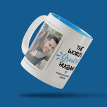 Greatest Husband 2 Photo Two-Tone Coffee Mug Två-Tonad Mugg<br><div class="desc">Cute husband mug featuring 2 photos for you to replace with your own,  the saying "the world's greatest husband",  a blue heart,  and your name.</div>