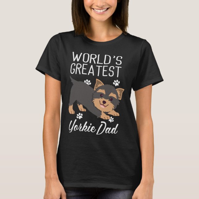 Greatest Yorkie Dad Yorkshire Terrier Dog T Shirt (Framsida)