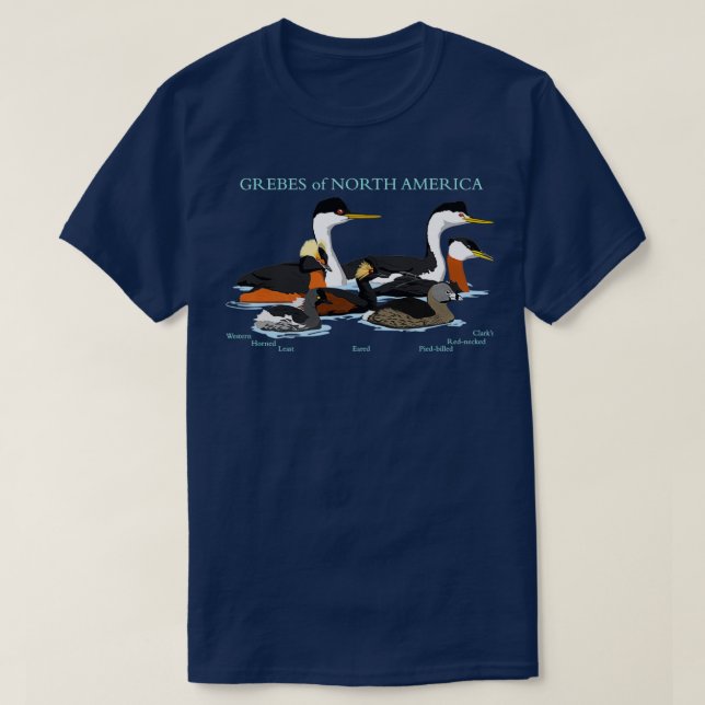Grebes of North America with text T Shirt (Design framsida)
