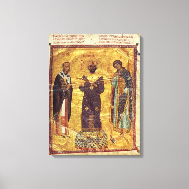 Grec Coisl 79 f.2v Emperor Nicephorus III Botaniat Canvastryck (Framsida)