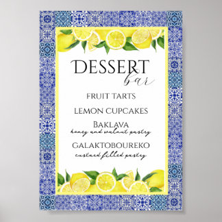 Grecian Blue and Lemon Dessert Pub Poster