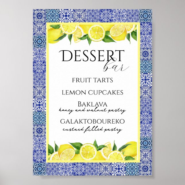 Grecian Blue and Lemon Dessert Pub Poster (Framsidan)