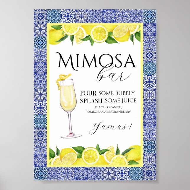 Grecian Blue och Lemon Mimosa Pub Poster (Framsidan)
