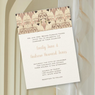 Grecian bröllop tPink Hummingbird Art Deco Bröllop Inbjudningar