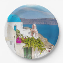 Grecian paradis. Vattenfärgmålning av Santorini