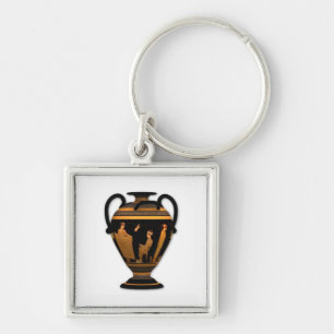 Grecian Urn Keychain Fyrkantig Silverfärgad Nyckelring