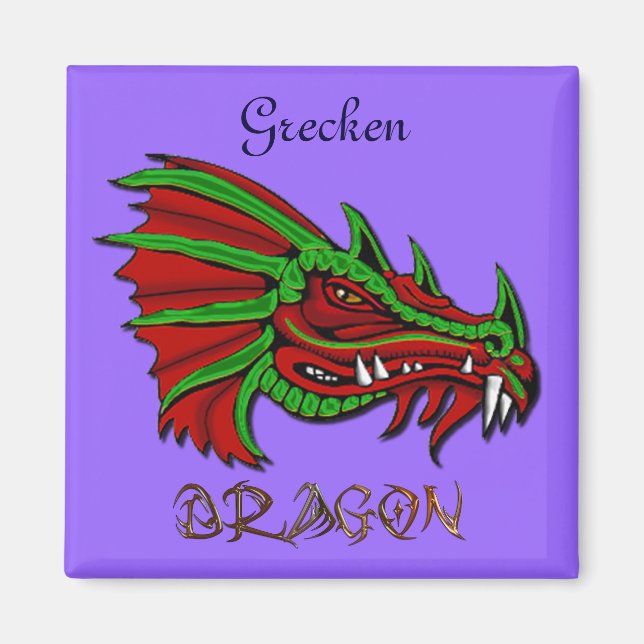 Grecken på Mystical Dragon Fantasy Art Magnet (Framsidan)