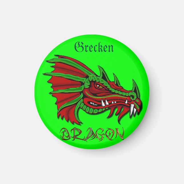Grecken på Mystical Dragon Fantasy Art Magnet (Framsidan)