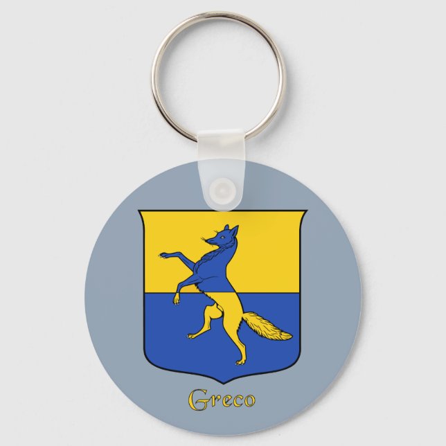 Greco Italy Surname Historical Shield Nyckelring (Framsida)
