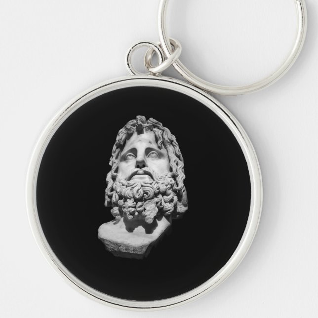 Greco Roman Bust Rund Silverfärgad Nyckelring (Framsidan)