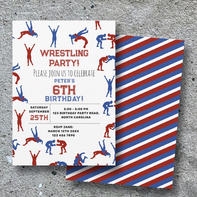 Greco Roman Freestyle Wrestling Barns födelsedag Inbjudningar (Greco Roman Freestyle Wrestling Kids Birthday Invitation)