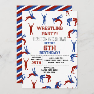 Greco Roman Wrestling Barns födelsedag Party Theme Inbjudningar