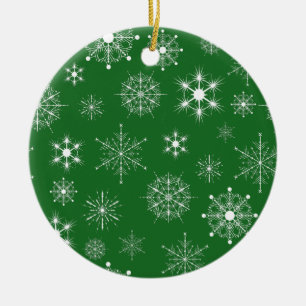 Gree & White Assorterad jul Snöflingor Mönster Julgransprydnad Keramik
