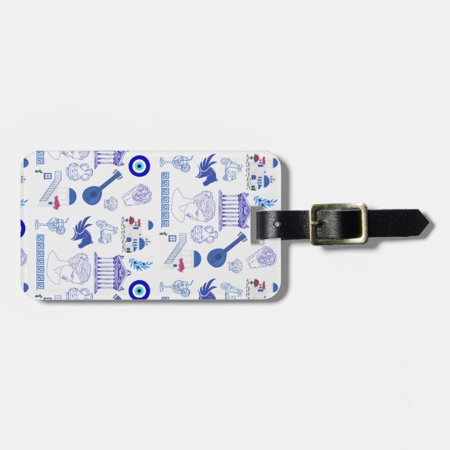 Greece Blue and White Bagagebricka (Horisontell Framsida)