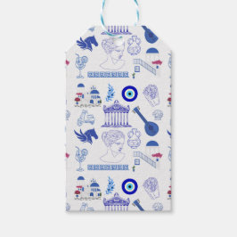 Greece Blue and White Presentetikett