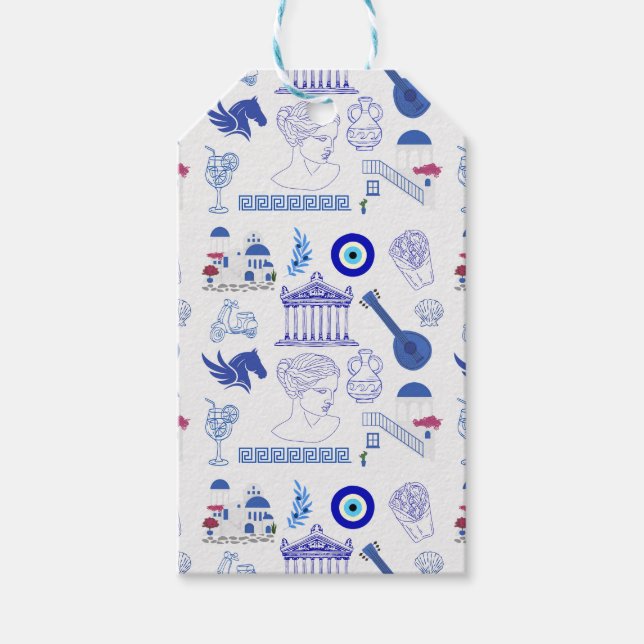 Greece Blue and White Presentetikett (Framsidan)