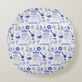 Greece Blue and White Rund Kudde