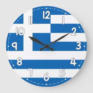 Greece Flag Wall Clock – Patriotic Greek Decor Stor Klocka
