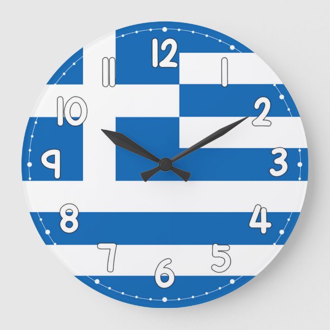 Greece Flag Wall Clock – Patriotic Greek Decor Stor Klocka (Framsida)