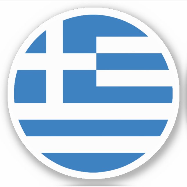 Greece Flagga Round Sticker Klistermärken (Framsida)