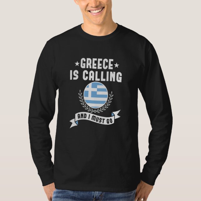 Greece Is Calling And I Must Go Souvenirs Greek Fl T Shirt (Framsida)