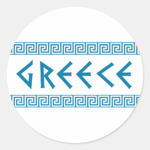 Greece land nationstext namn symbol greek trave runt klistermärke