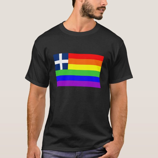 Greece land, stolt regnbåge flagga homosexuell t-shirt (Framsida)