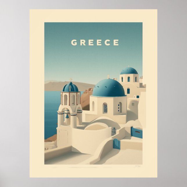 Greece Santorini Travel Poster (Framsidan)