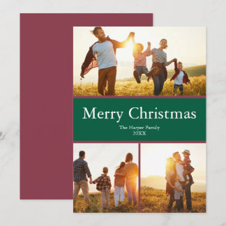 Greed Red Cute Family 3 Photo God jul Julkort