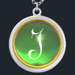 Greeen Emerald Gem Monogram Silverpläterat Halsband<br><div class="desc">Elegant och unik design med gemstone. Mycket exakt modellering och rendering i 3D Studio Max av Bulgan Lumini .Part från serien Hyper Talismans.</div>