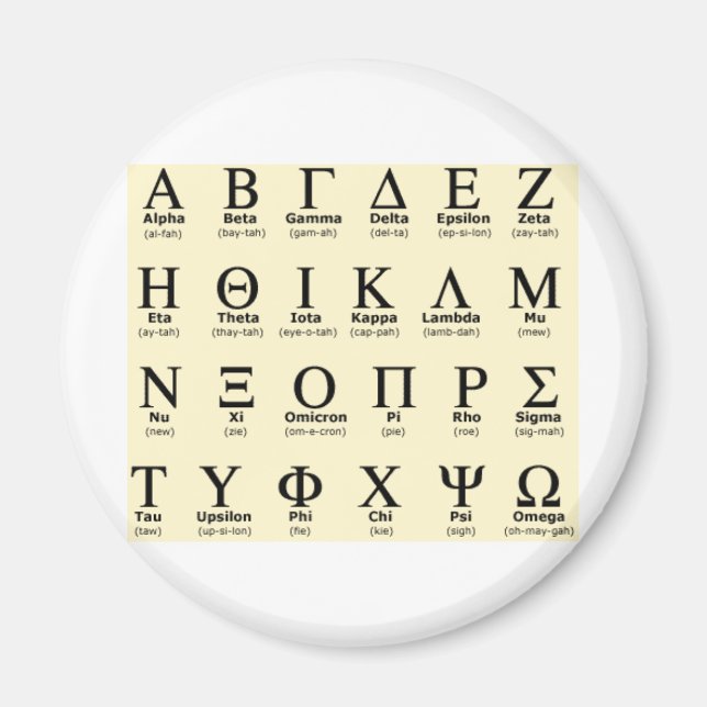 Greek alfabet-gåvor magnet (Framsidan)