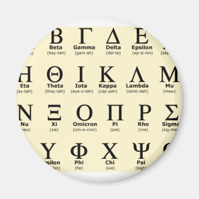 Greek alfabet-gåvor magnet (Framsidan)