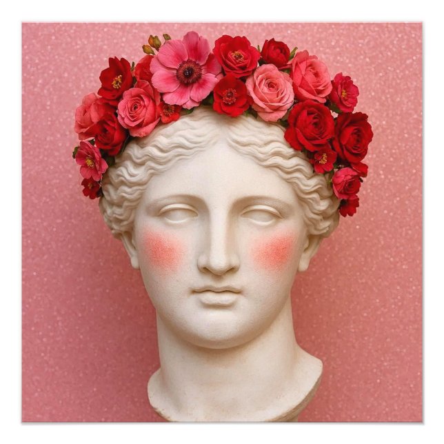 Greek ancient floral woman. fototryck (Framsidan)