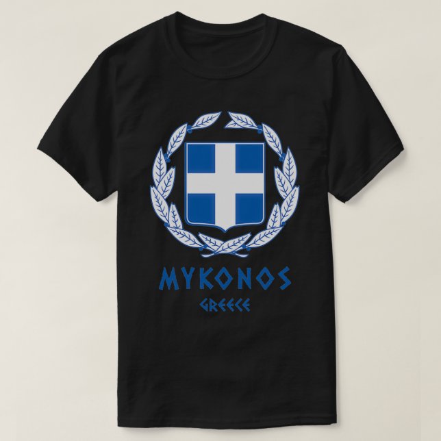 Greek Coat of Arms  Mykonos Greece  T Shirt (Design framsida)