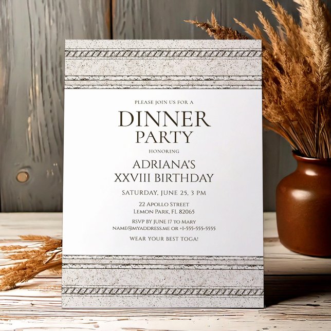 Greek dinner party Invitation with stone elements Inbjudningar (Skapare uppladdad)